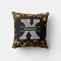 Personnalisé X Monogramme initial d'argent Votre n