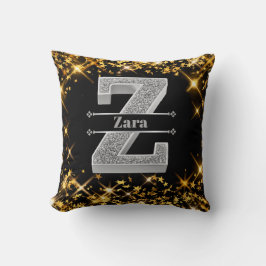 Coussin Personnalisé Z Premier Monogramme Argent Votre Nom
