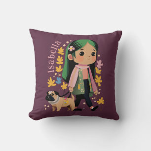 Coussin Personnalisée Belle Fille Marcher Avec Carlin