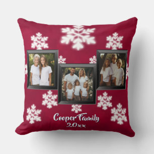 Coussin Personnaliser 3 photo Flammes de neige de Noël