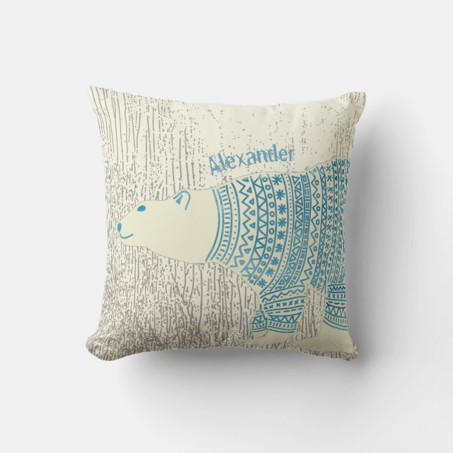 Coussin Personnaliser Aquarelle Ours Polaire Pôle Nord (Recto)