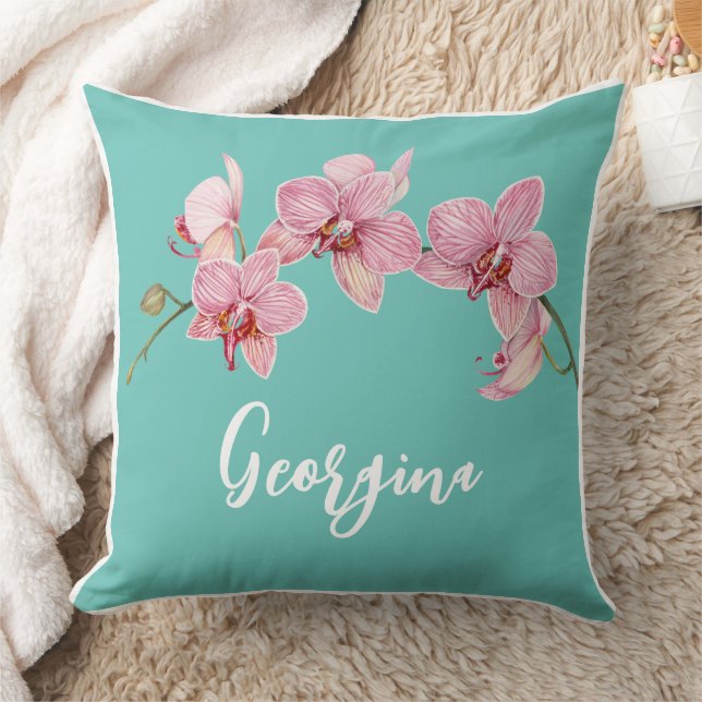 Coussin Personnaliser Aquarelle Rose Moth Orchidées Flower (Couverture)