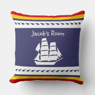 Coussin Personnaliser avec nom baleine + voilier