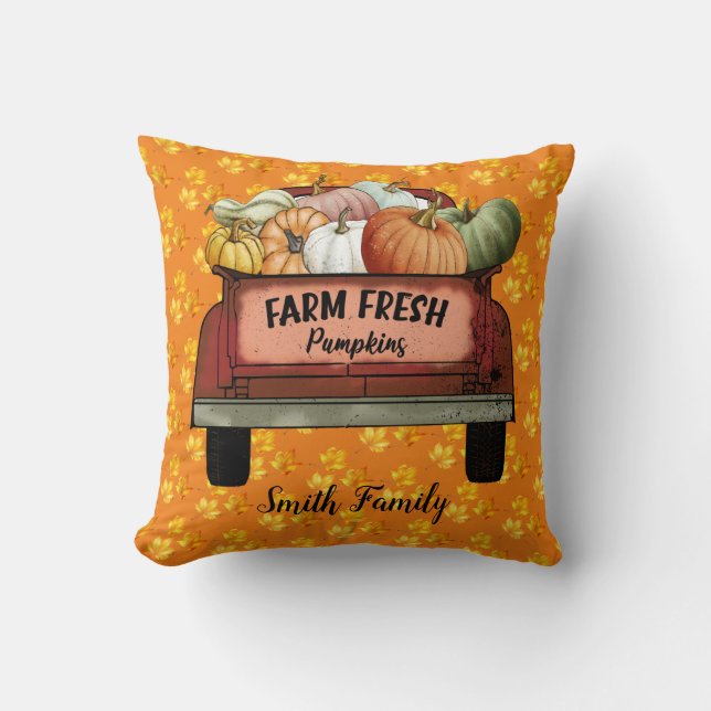 Coussin Personnaliser d'automne Citrouille Gold Feuilles C (Recto)