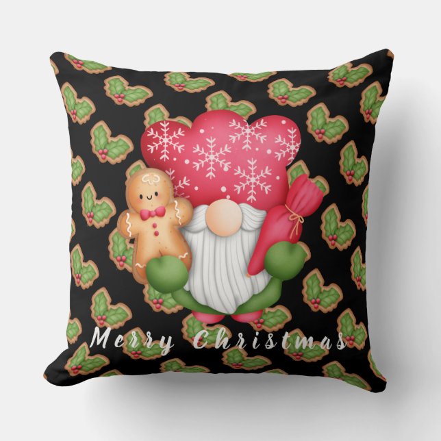 Coussin Personnaliser de Mistletoe Gnome Texte et couleur  (Recto)