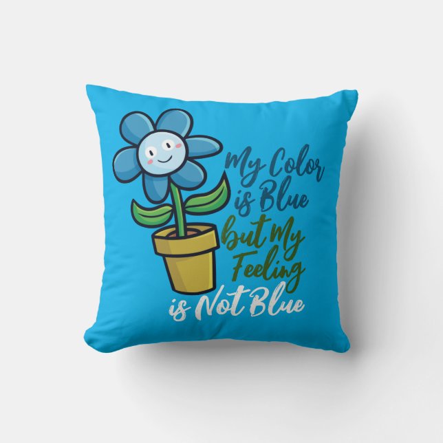 Coussin Personnaliser la fleur bleue dans un pot Lancer l' (Recto)