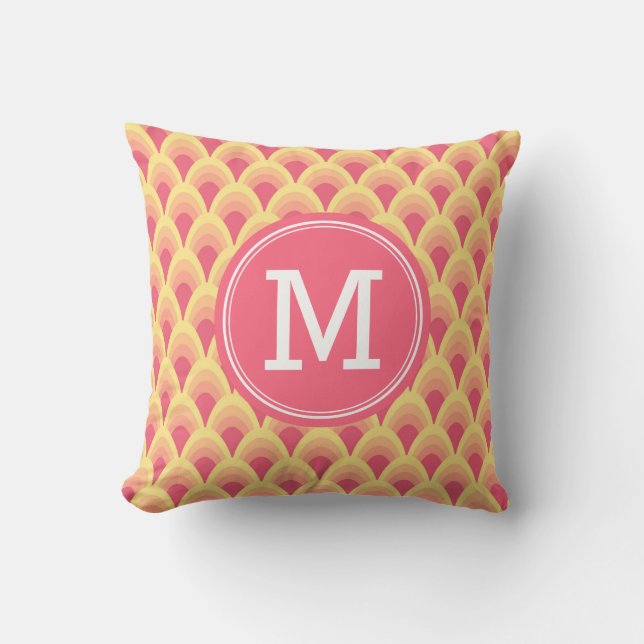Coussin Personnaliser le monogramme géométrique rose pâle (Recto)