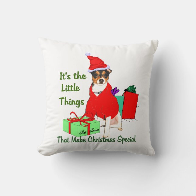 Coussin Personnaliser PrRat Terrier Noël (Recto)