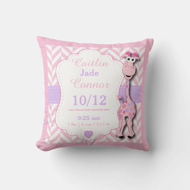 Coussin Personnalisez - la girafe de roses pâles (Recto)
