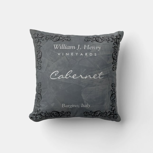 Coussin Personnalisez Le Vin D'Ardoise Et De Rouleau Noir (Recto)