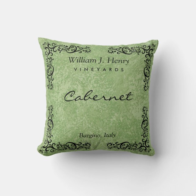 Coussin Personnalisez Le Vin De Rouleau Vert Et Noir (Recto)