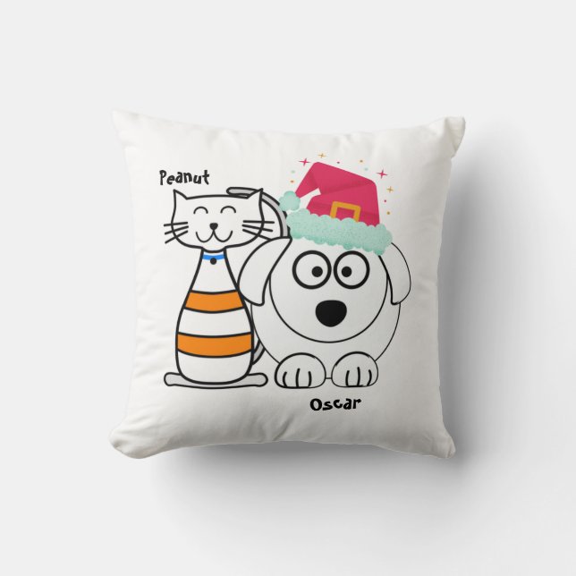 Coussin Personnalisez les beaux fêtes de chat et de chien (Recto)