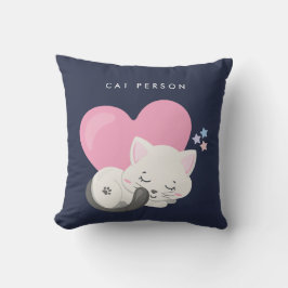Coussin Personne Chat Texte mignon Blanc Kitty Chat Dormir