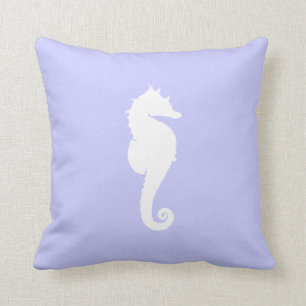 Coussin Pervenche et hippocampe blanc