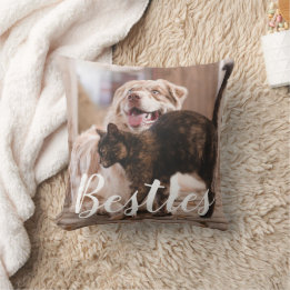 Coussin Pet Friends Dog Cat Photo Besties Gift