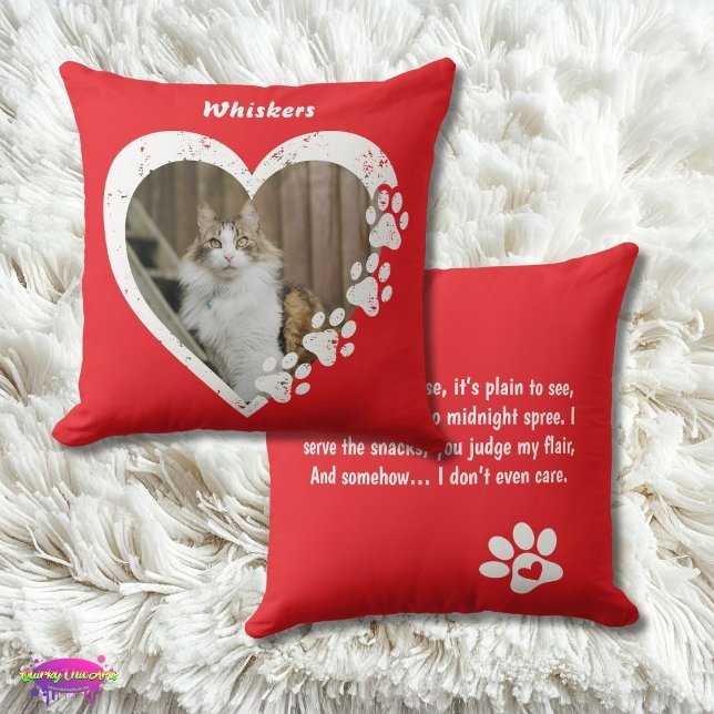 Coussin Pet Love Paw Heart Design with Fun Poem (Créateur téléchargé)
