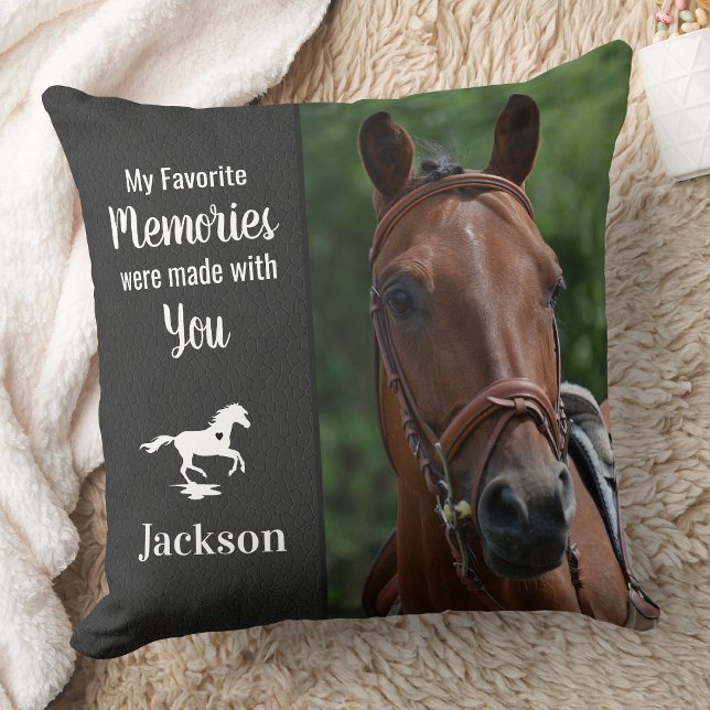 Coussin Pet Memorial Personnalisé 2 Photo Horse Loss (Créateur téléchargé)