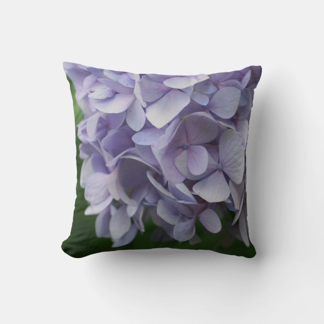 Coussin Pétales Bleu Hydrangea Gros plan (Recto)
