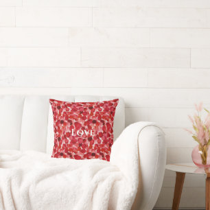 Coussin Pétales de Rose Rouge Floral