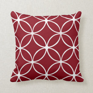 Coussin Pétales ornementales modernes, bordeaux, blanc