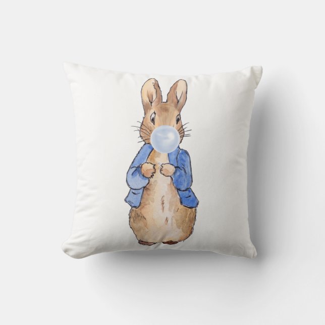 Coussin Peter Blown une gomme à bulle bleue (Recto)