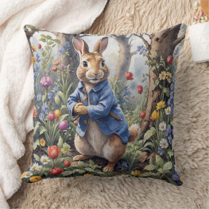 Coussin Peter le lapin enchanté forêt
