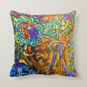 Coussin Peter Max aquarelle colorée Vase et fleurs