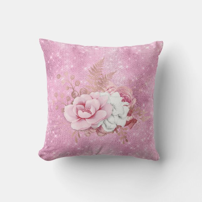 coussin pétillant à fleurs rose (Recto)