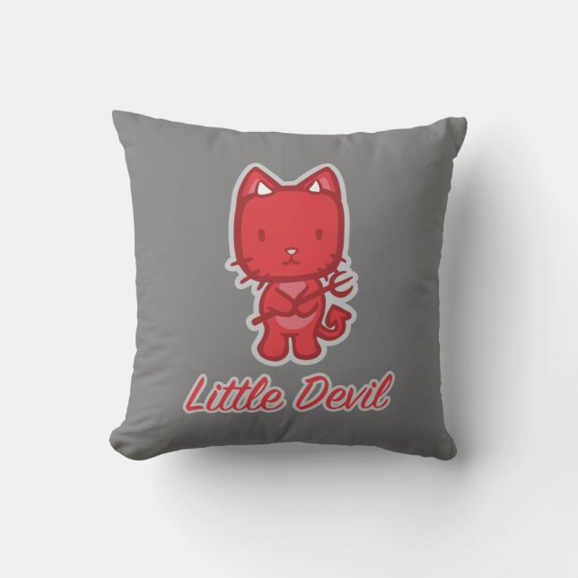 Coussin Petit Ange, Petit Diable Kitty Chat Réversible (Recto)