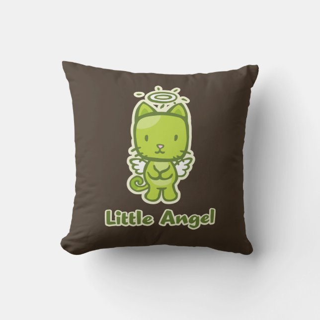 Coussin Petit Ange, Petit Diable Kitty Chat Réversible (Recto)