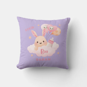 Coussin Petit Baby shower d'Halloween rose Boo