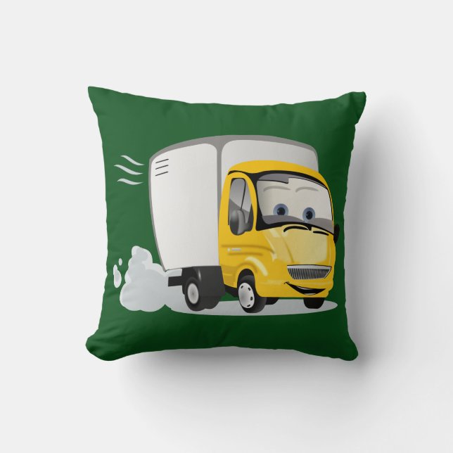 Coussin Petit Camion Cartoon Jaune pour enfants ! (Recto)