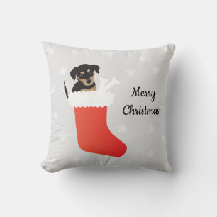 Coussin Petit Chien Dans Un Snowflakes En Attraction