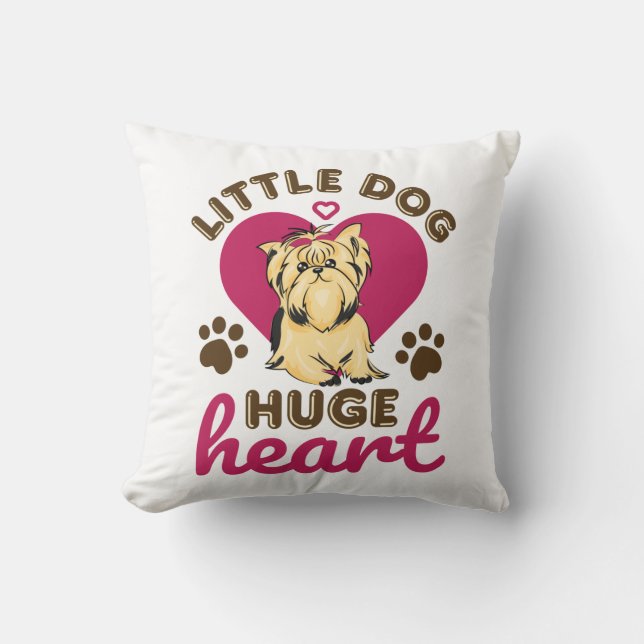 Coussin Petit Chien Gros Coeur Yorkshire Terrier Yorkie (Recto)