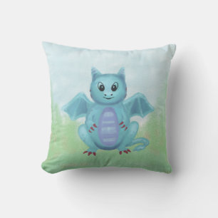 Coussin petit dragon bleu mignon
