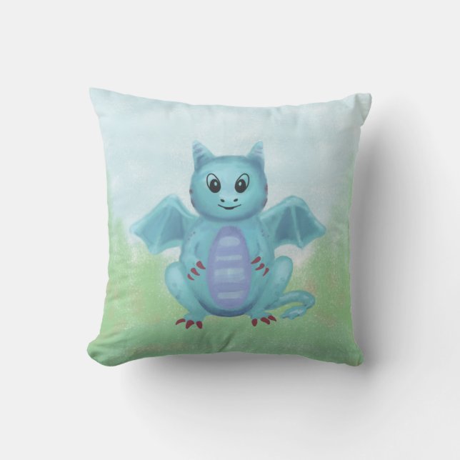 Coussin petit dragon bleu mignon (Recto)