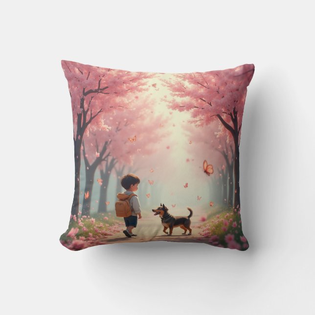 Coussin Petit enfant de cerisier en fleurs (Recto)
