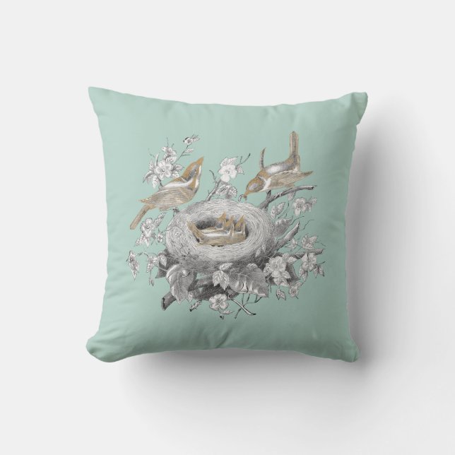 Coussin Petit famille de La sur le bleu de Marie (Recto)