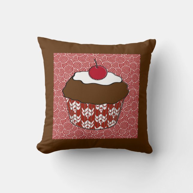 Coussin Petit gâteau de chocolat sur le motif rouge et (Recto)
