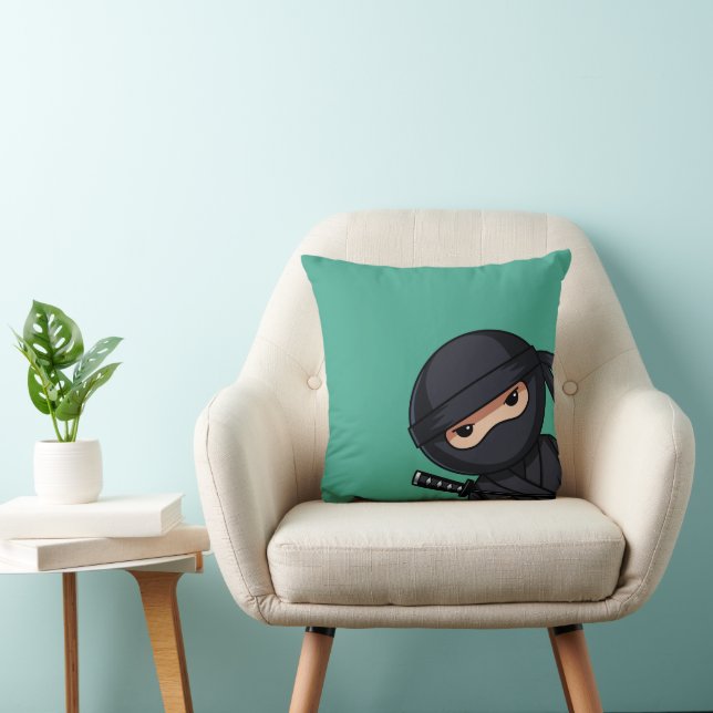 Coussin Petit guerrier de Ninja sur vert (Chaise)