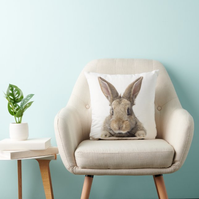 Coussin Petit lapin lapin Photo Garçon Fille Bois Animaux (Chaise)