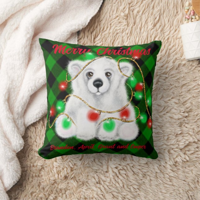Coussin Petit ours à ours polaire de Noël, petit ours à ou (Couverture)