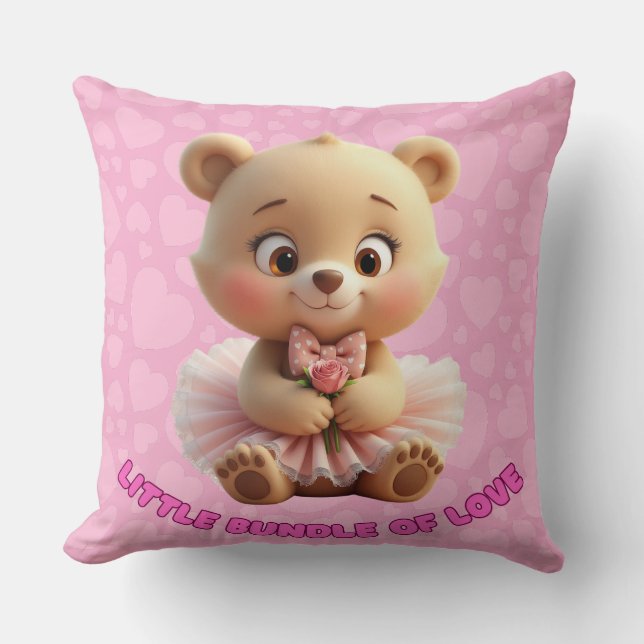 Coussin Petit paquet d'amour - Mignonne ours bébé à Tutu (Recto)