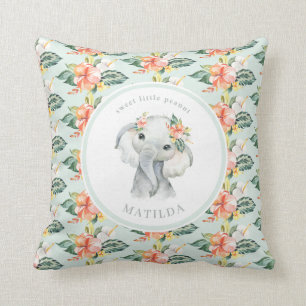 Coussin Petit petit petit cacahuète bébé fleuri d'éléphant