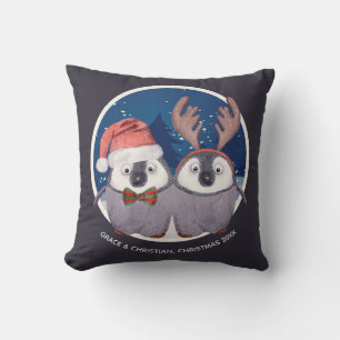Coussin Petit pingouin Couple Noël
