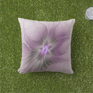 Coussin Petite Beauté Moderne Mauve Grey Fractal Art Flowe