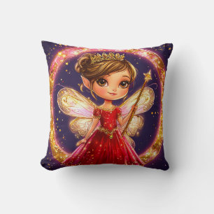 Coussin Petite fée mignonne en robe rouge