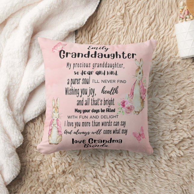 Coussin Petite-fille aime lapin Poème personnalisé Ajouter (Couverture)
