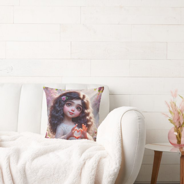 Coussin Petite fille avec signe cardiaque (Canapé)