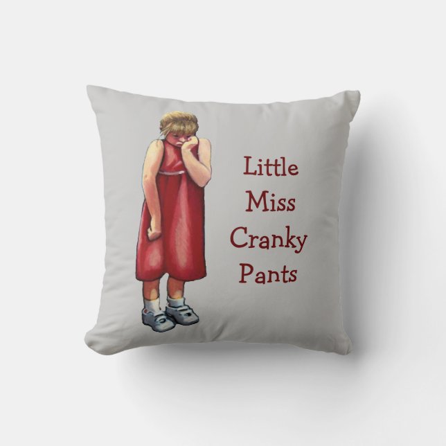 Coussin Petite Mlle Cranky Pants : Fille boudante : Art en (Recto)
